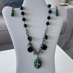 Handmade statement necklace with matching earrings